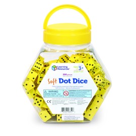 Learning Resources Hands-On Soft Dot Dice Bucket, Classroom or Homeschool Supplies, Set of 200, Ages 3+