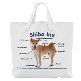 Merchandise for Fans Shiba Inu Alternative Anatomy 01 Shopping Bag / Beach Bag, White with photographic print, shoulder bag