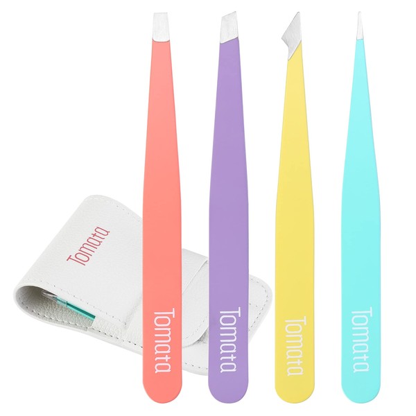 Tweezers for Eyebrows, Slant Tip and Pointed Eyebrow Tweezer Set
