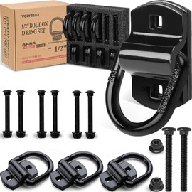 4-Pack 1/2-Inch Heavy Duty Bolt-On Forged D-Ring Shackles - 12,000Lbs Breaking Strength Truck Bed Anchors, Cargo Tie Down Hooks for Trailers, Trucks & Cargo Securement (Black)