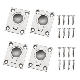 The Lord of the Tools Flush Ring Pull Handles with Mounting Screws for Marine Boat Yacht Deck Hatch Latch Drawer Door, 4pcs/Set, 49x39mm