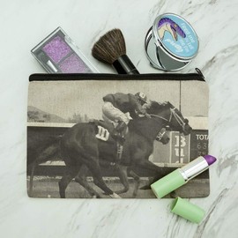 At The Track Horse Racing Vintage Makeup Cosmetic Bag Organizer Pouch
