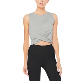Bestisun Workout Athletic Crop Tops Yoga Pilates Shirts Gym Fitness Clothes Sports Dance Clothing Gray XL