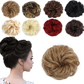 onemily Messy Bun Hair Piece Messy hair Chignon for Women Synthetic Updo Buns Natural Looking Hair Scrunchies for Daily Wear 1PC(Strawberry Blonde)