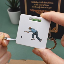 Azeeda 'Man Playing Lawn Bowls' Keyring Tape Measure/Spirit Level Tool (KM00026264)