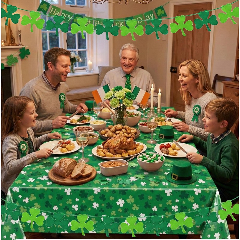 St Patricks Day Decorations - 4PCS Shamrock Garland Banner for