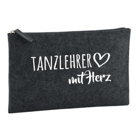 Huuraa Toiletry Bag Dance Teacher with Heart Gift 1 Litre Charcoal Felt Dance Teacher Gift Idea