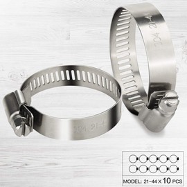 Drado 10 Pack Hose Clips Set Adjustable Jubilee Hose Clips 21-44mm Stainless Steel Pipe Clamps