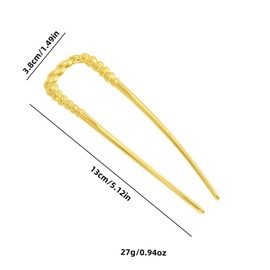 U-shaped hair clips, gold and silver metal hair forks, retro U-shaped fashion matching hair clips, women's hair buns (Gold+Silver02)