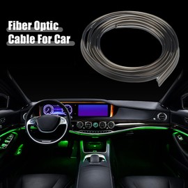 X AUTOHAUX 3mm 0.12" 1.5m 4.92ft Universal Skirt Side Glow Optic Fiber Cable Car Light Decoration Black - Pack of 1