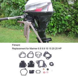 Aramox Carb Repair Kit, Carburettor Repair Kit Solid Carb Rebuild Set Compatible with Mariner 6 8 9.9 10 15 20 25 HP