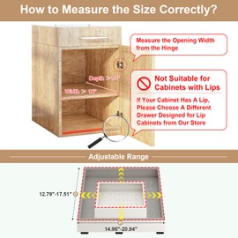 Pull out Cabinet Organizer,Width (16"-21") and Depth (13"-17") Expandable With 3 Rails,No Drill Adjustable Slide out Drawers for Kitchen,Pantry,Adhesive Roll out Shelves,for Cabinets Without Lip,White