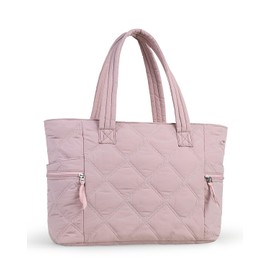 Prite Quilted Tote Bag for Women Large Puffer Travel Shoulder Bag Handbag Lightweight Fluffy Teacher Nurse Bag for Work, Gym, School