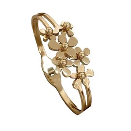 Celestara 18K Gold-Plated Eauropean Style Floral Cuff Bangle Bracelet, Free-Size, with Exquisite Box & Pouch