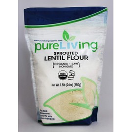 PureLiving Organic Sprouted Lentil Flour, Non-GMO, Kosher Pure Living 24 oz