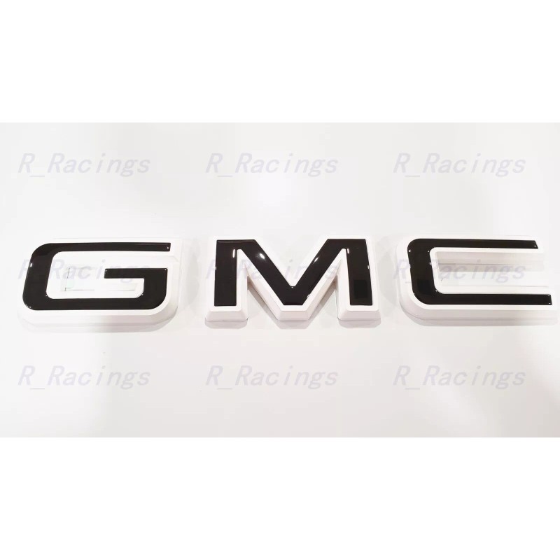Auto Front & Rear GMC White Black OVERLAY Emblem Badge