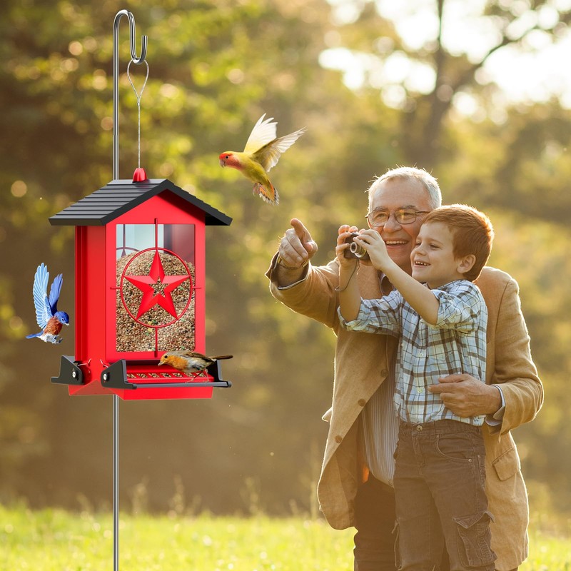 Squirrel Proof Bird Feeder for Outdoors Hanging, Metal Wild Bird