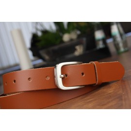 Frentree 100% Genuine Leather Belt - Made in Germany - 3 cm Wide and 0.25 cm Thick - Brown -
