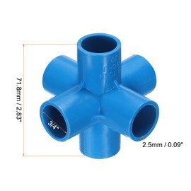 HARFINGTON 4pcs 6 Way PVC Pipe Fittings 3/4" Elbow Pipe Connector Furniture Build Grade 90 Degree Pipe Coupling Elbow Fittings for Sewer Plumbing Drain Water Supplies Build Garden, Blue