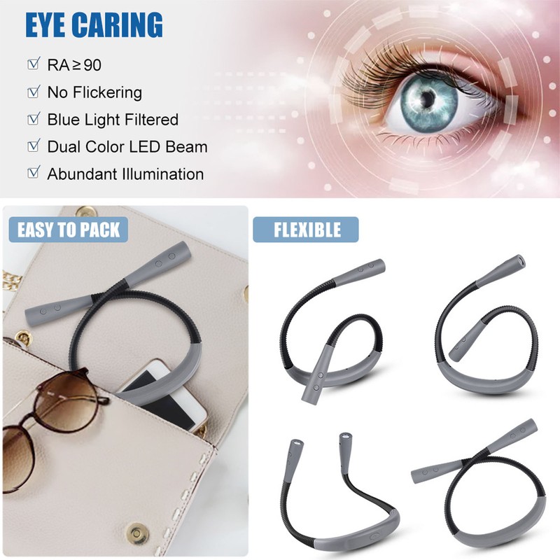 Neck Light Color Brightness Adjustable Eye Friendly Rechargeable Reading Light