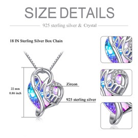 AOBOCO Mothers Day Jewelry Gifts for Wife Mom Necklace Sterling Silver with Purple Crystal Pendant