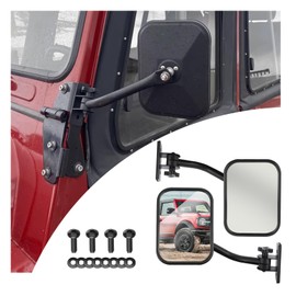 2PCS Compatible with Jeep Mirrors Doors Off,Adjustable Driver and Passenger Side Mirror Replacement Compatible with Jeep Wrangler TJ JKU JK,HD No Vibrate Side View Mirror