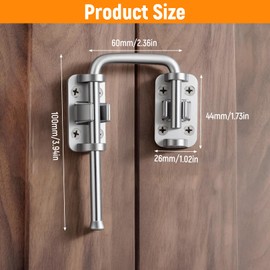 Mabor Sliding Door Lock, Patio Door Loop Lock with Rotary Bar for Screen Door, Window, Gate, Barn - Zinc Alloy Child Safety Lock, Easy Install (Silver)