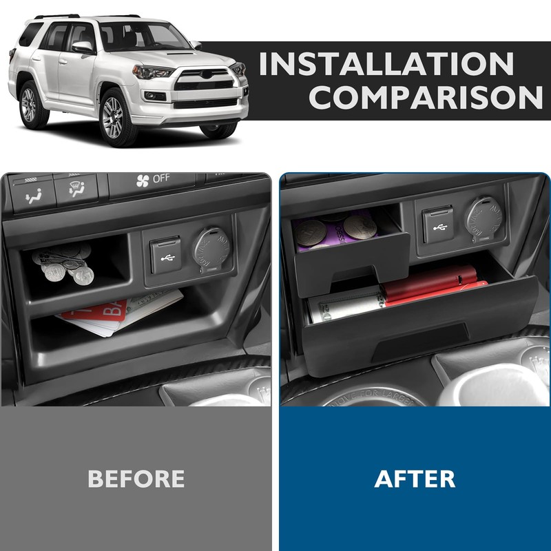 BIBLOZ Center Console Storage Drawer for Toyota 4Runner Accessories 2014-2022