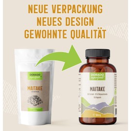 Maitake Capsules 10:1 Extract High Dose | 120 x Pieces - 1600 mg Daily Dose | Vegan & Gluten Free - 1 Month Pack | Dorado Superfoods®