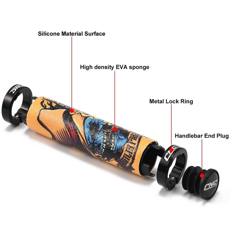 JSCARLIFE Bike Handlebar Grips, Soft Non-Slip Bicycle Handle Grips Bicycle