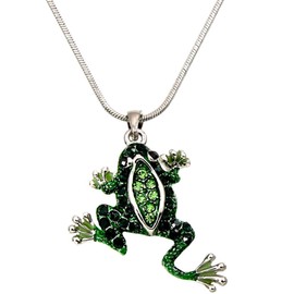 DianaL Boutique Adorable Green Frog Charm Pendant Necklace with 18 inch Chain Gift Boxed Fashion Jewelry