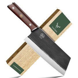 TAN REN Chinese Cleaver Knife, 7.5 Inch Cleaver Knife for Meat Cutting, High Carbon Steel Butcher Knife,Full Tang Meat Cleaver Knife for Home Kitchen