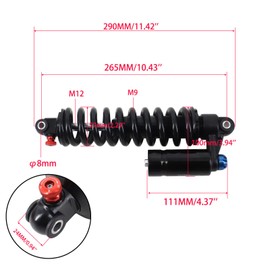 450LBS 10.4'' 265mm Adjustable Rear Shock Absorber Suspension,Universal Pit Bike Shock Replacement for Sur Ron Light Bee X Surron Electric Dirt Bike