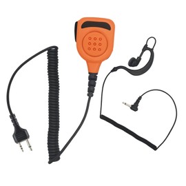 PZYPYM Radio Speaker Mic Shoulder Lapel Hand Microphone with 3.5mm Audio Jack Walkie Talkie Hands Free Mikes for Midland Two Pin GTX 1000 mxt275 lxt gmrs 75 785(Orange,IP65 Waterproof)