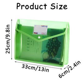 Pyuyan Pack of 5 Coloured Waterproof Document Bag, Document Bag, Plastic Document Folder with Press Stud, Waterproof Envelope Folder, A4 Document Bag for Travel, Office, School, Home