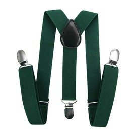 axy HTK25-1 Children's Boys Braces Y Shape Wide 2.5 cm with 3 Strong Clips Can be Combined with Bow Tie Plain Colours, Green