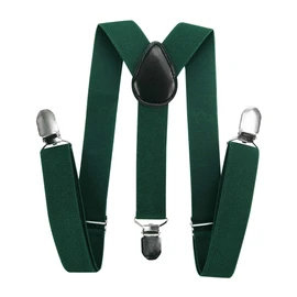 axy HTK25-1 Children's Boys Braces Y Shape Wide 2.5 cm with 3 Strong Clips Can be Combined with Bow Tie Plain Colours, Green