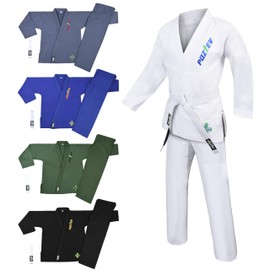 POZTEV Brazilian Jiu Jitsu Gi for Men & Women BJJ Gi Grappling Kimonos Preshrunk Lightweight Fabric Martial Arts Training Uniform With Free White Belt (White,A3)