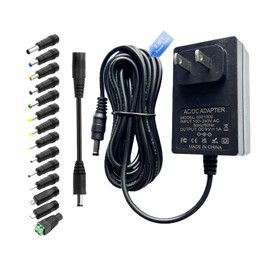 9V 1A Power Supply AC Adapter 10ft DC 9V Power Cord AC 100-240V to DC 9Volt Converter with Polarity Reversal Wire&14Tips Variable Center Negative Electrode Universal 18W Replacement Power Supply