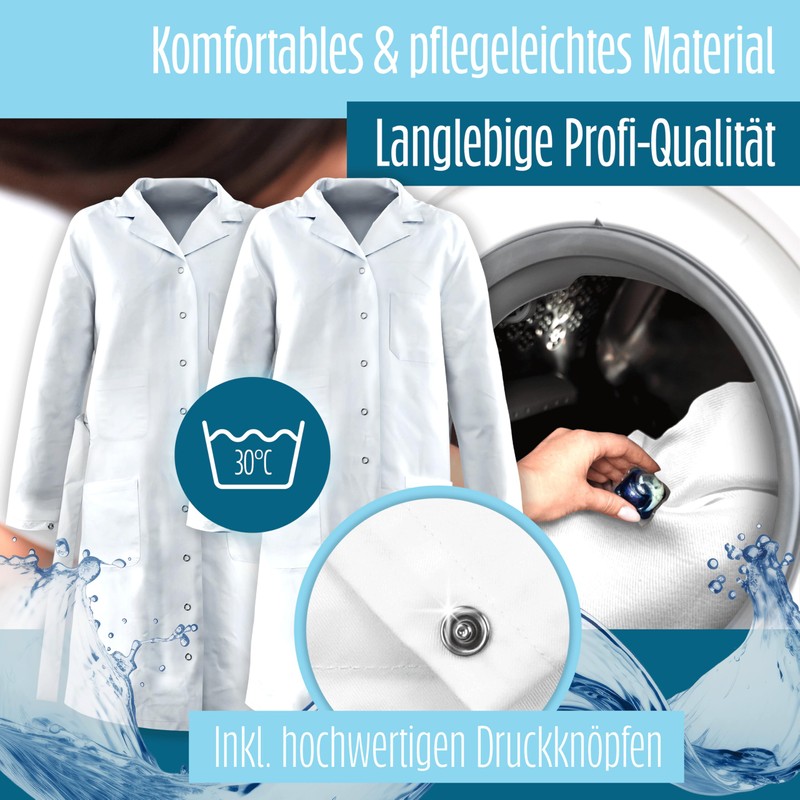 Merroum Lab Coat White 100% Cotton (200 g/m²) with Multiple