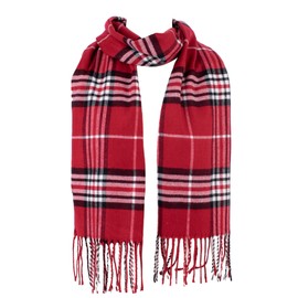 Hat To Socks Wonderfully Soft, Classic Checked Winter Scarf for Men and Women - Warm and Elegant, red