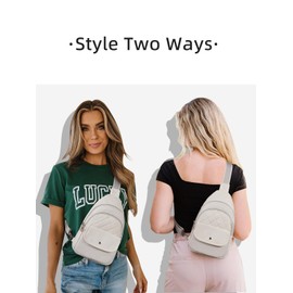 WESTBRONCO Crossbody Bags for Women Quilted Sling Daypacks Nylon Lightweight Large Beige