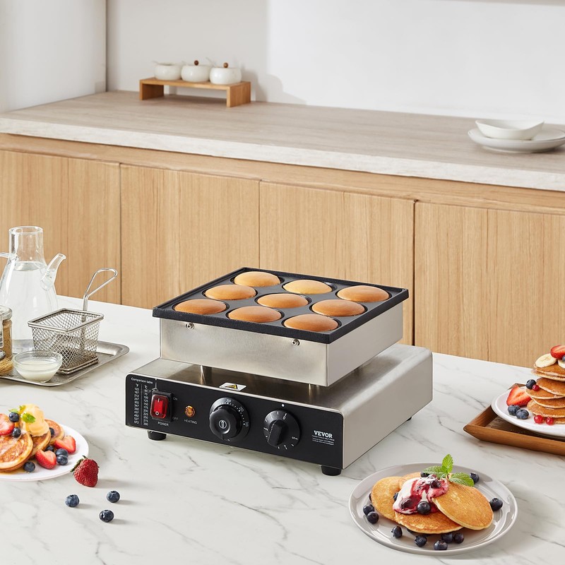 VEVOR Dutch Pancake Maker, 9PCS 76mm Diameter Dorayaki Baker Machine,