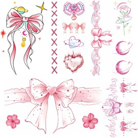 Nirbffo Temporary Tattoo Ribbon Bow Tie Leg Waterproof Arm Hand Temporary Tattoo Stickers Last Long 5Sheets