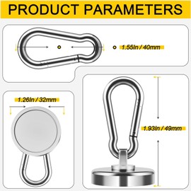 Grtard 110LBS Heavy Duty Magnetic Hooks, Magnetic Hooks, Magnets with Hooks, Strong Magnetic Hooks for Home, Kitchen, Workplace (2)