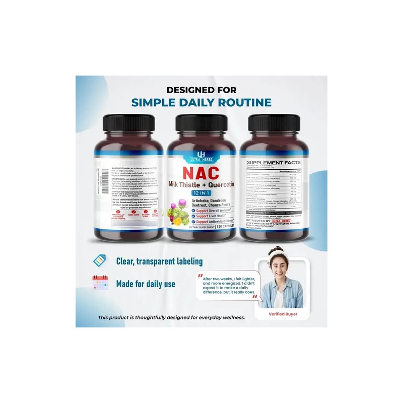 Ultra Herbs Suplemento Nac 150 Cápsulas Desintoxicación