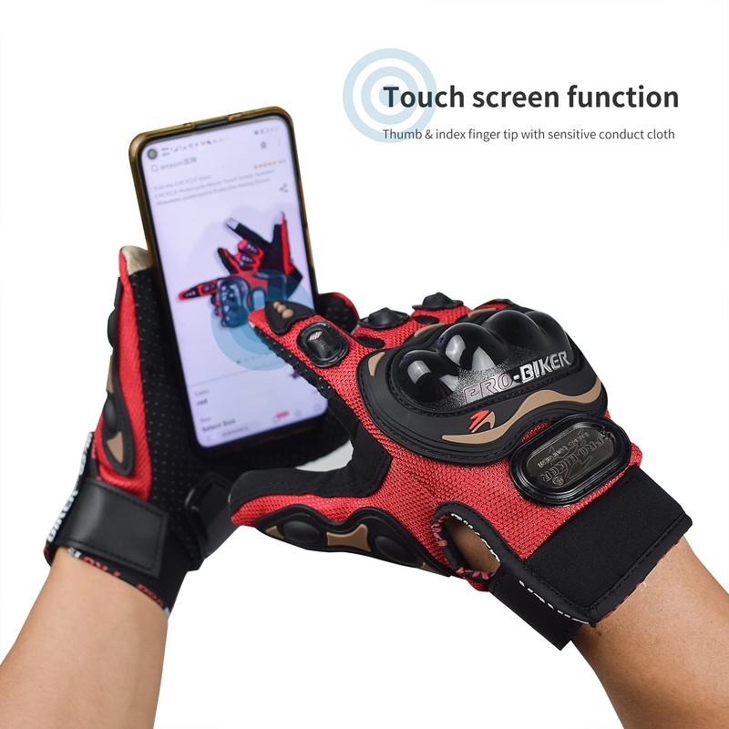 CHCYCLE - Guantes de moto con visualización táctil, Rojo, XL-Red