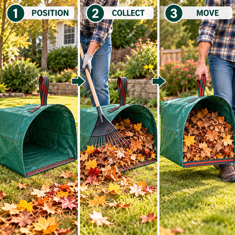 Reusable Garden Leaf Collection Bag for Yard Cleanup – Large-Capacity