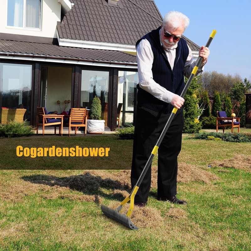 Dual-Action Thatch Rake for Lawn – Efficient 15" Thatching Rake