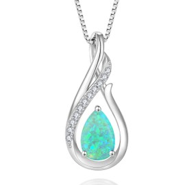 YIFSIY Green Opal Necklace for Women 925 Sterling Silver Infinity Teardrop Pendant Necklace Birthstone Jewelry Gift